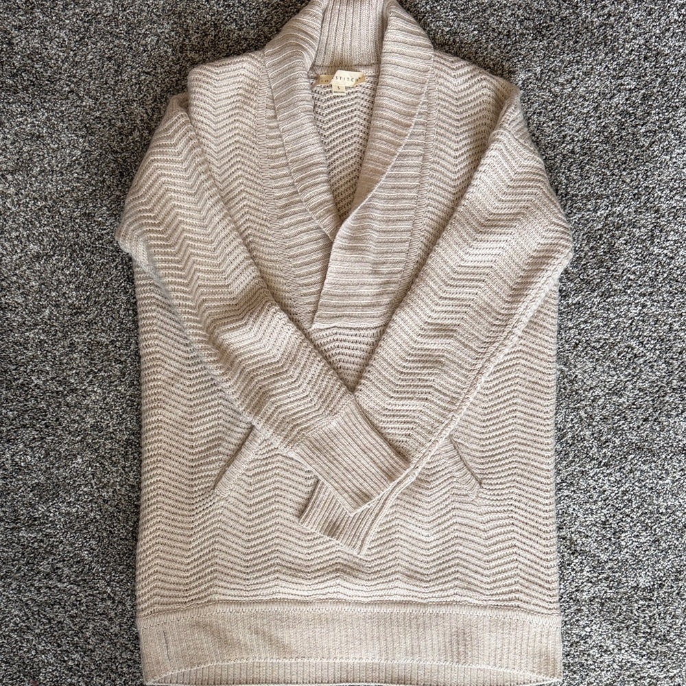 lovestitch Cream Ribbed Cowl Neck Sweater - Picture 2 of 5
